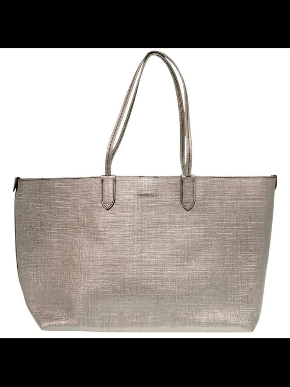 Alexander McQueen Metallic Silver Textured Tote